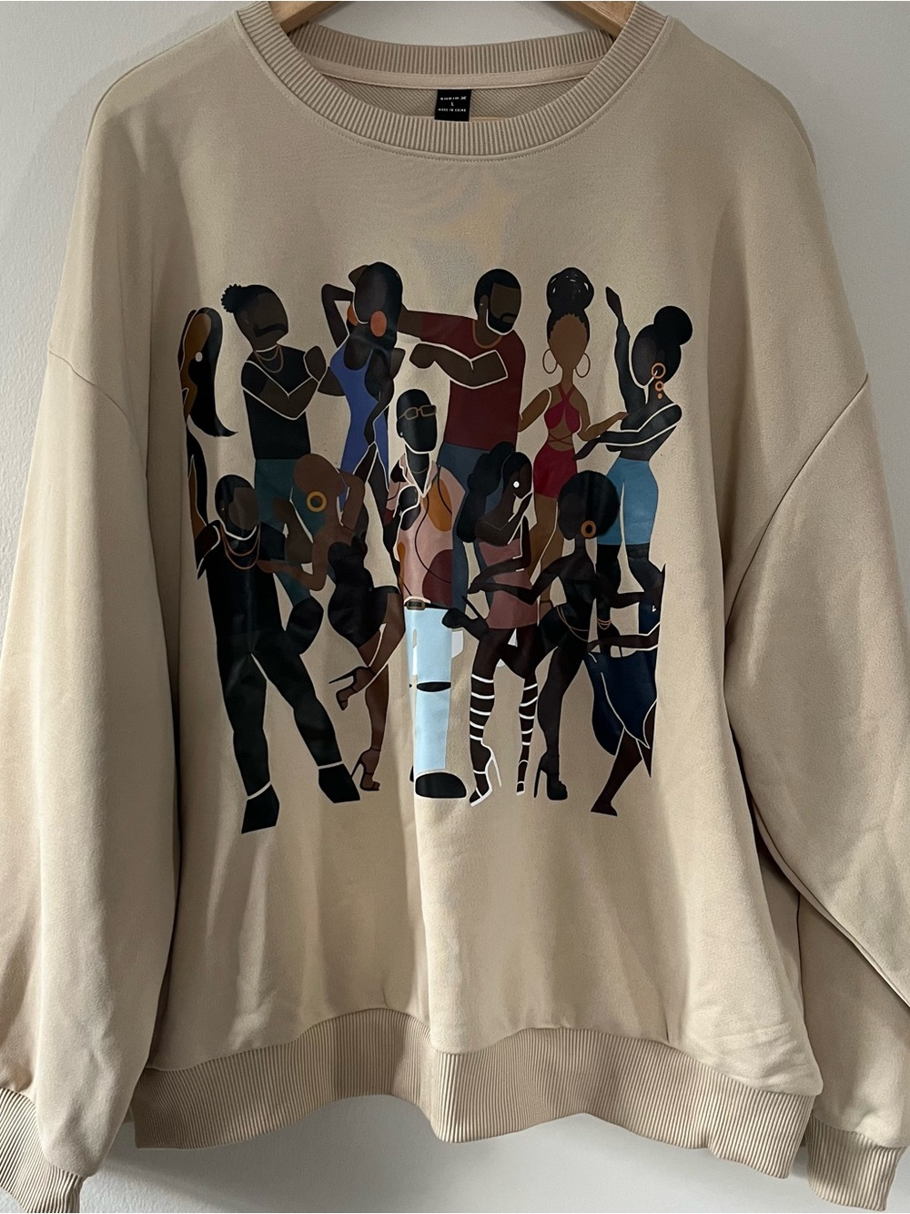 Black Culture Beige Graphic Dance-Scene Sweater Women's Pullover